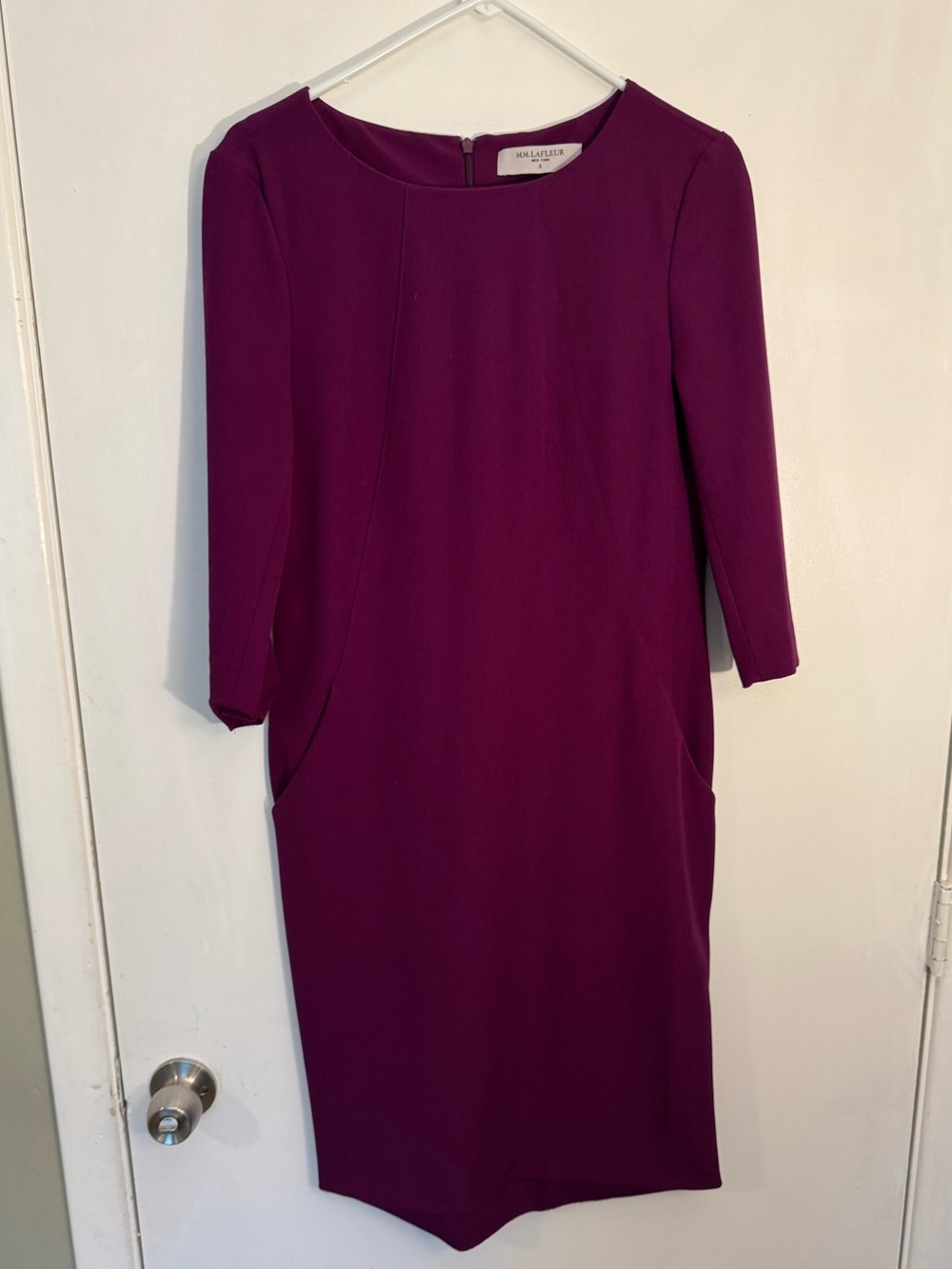 MM Lafluer Estuko orchid purple Sheath Dress with Three-Quarter Sleeves pockets